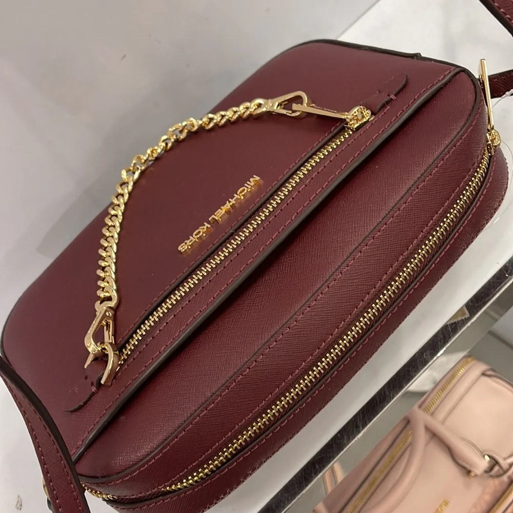 Michael Kors Jet Set Item Large East West Zip Chain Crossbody Bordeaux